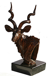 kudu bull bronze portrait
